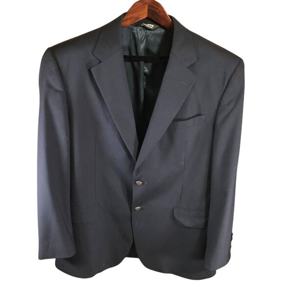 Jos. A. Bank Mens Blazer Jacket 42R Navy Wool Blend Classic Fit Double Button - Picture 1 of 16